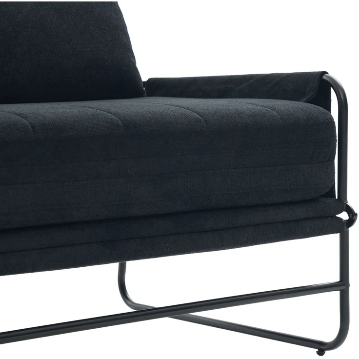 Schlafsofa aus Chenille mit Seitentaschen, 104x85x92 cm, Schwarz – Bild 7