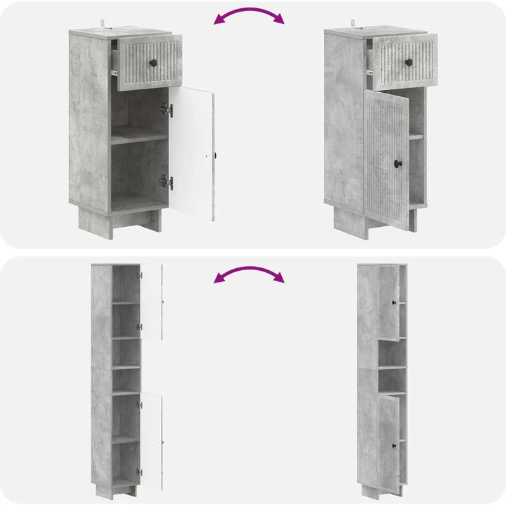 vidaXL 3-teiliges Badezimmer-Schranksystem EDE Betongrau Holzwerkstoff 3417822 – Bild 8