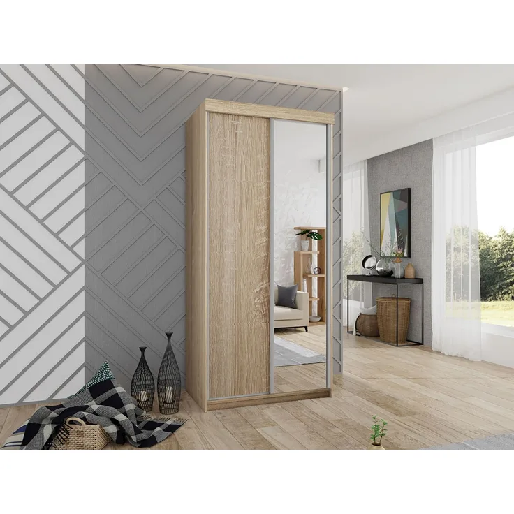 Kleiderschrank Toplo 23/100, mit Blauer LED Beleuchtung, Farbe: Sonoma Eiche