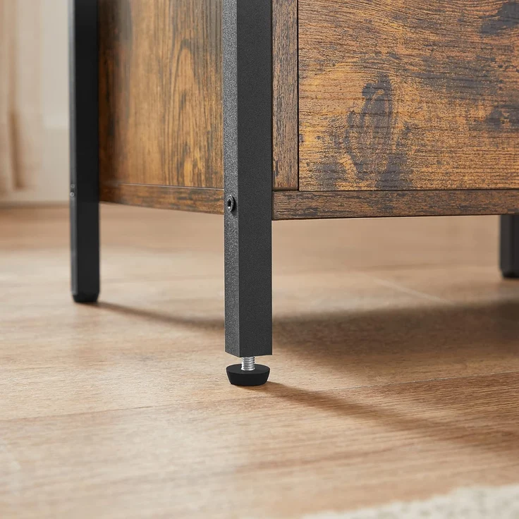 Vasagle Nachttisch, Beistelltisch, mit 2 Schubladen, für Schlafzimmer, Wohnzimmer, Industrie-Design, vintagebraun-schwarz LET521B01 – Bild 4