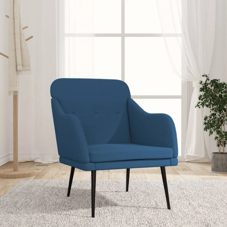 Sessel wohnzimmer, Relaxsessel Blau 63x76x80 cm Stoff – Bild 1