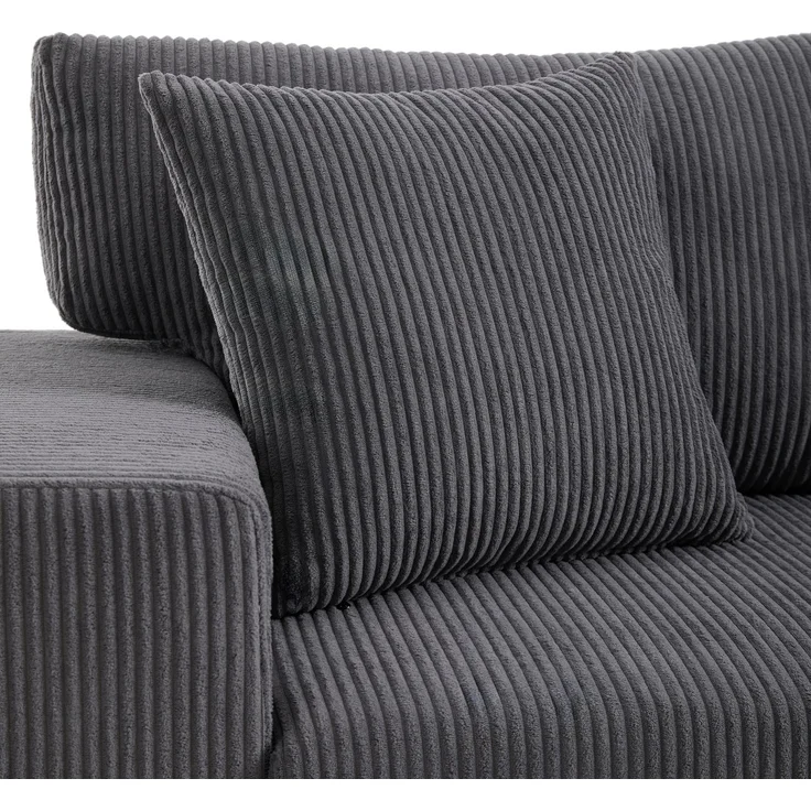 ZUBALIYA Klappsofa mit Schlaffunktion, L-förmiges umbaubares Ecksofa mit USB-Ladeanschluss und Kissen, 3-Sitzer-Umbausofa mit Seitenablagen und Stauraum, H 84 × T 231 × B 131.5 cm, Grau, Corduroy – Bild 21