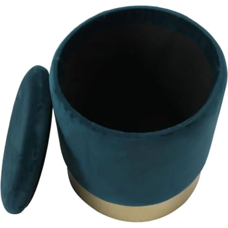 Amagohome Sitzhocker Samthocker Ø 31 H 38 cm Velour Hocker mit Stauraum u. Deckel - Deko Ho – Bild 3