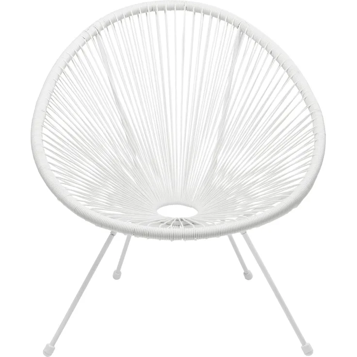 Kare Design Sessel Acapulco Weiß, moderner Acapulco Sessel, Gartenstuhl, Outdoorstuhl, Relaxsessel, Stuhl, Wetterfest, XXL Retro Chillsessel Outdoorgeeignet (H/B/T) 85 x 73 x 78 cm