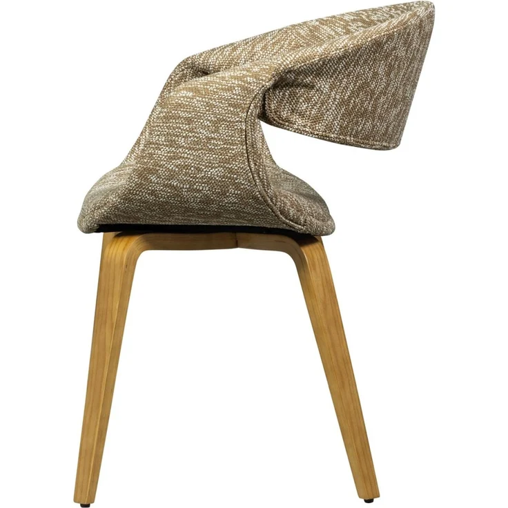 Esszimmerstuhl Yossi aus Webstoff, modernes Design, sandfarben mit Holzgestell, gepolstert – Bild 2