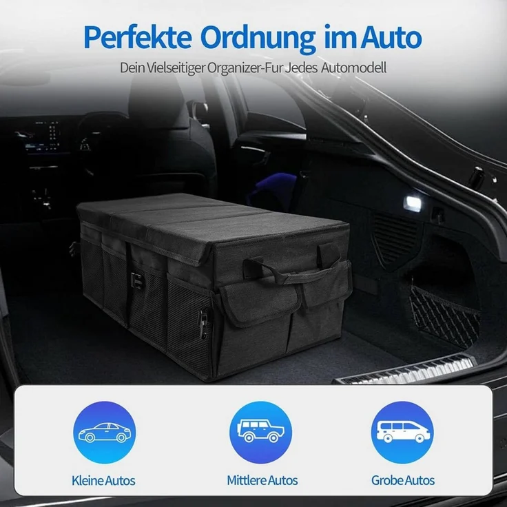 Youyijia Aufbewahrungsbox Premium Auto Kofferraum Organizer mit Deckel – Faltbare – Bild 3