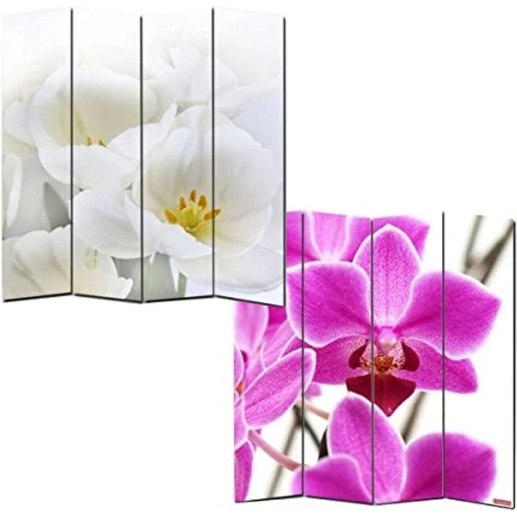 Foto-Paravent Paravent Raumteiler Trennwand M68 ~ 180x160cm, Orchidee – Bild 1