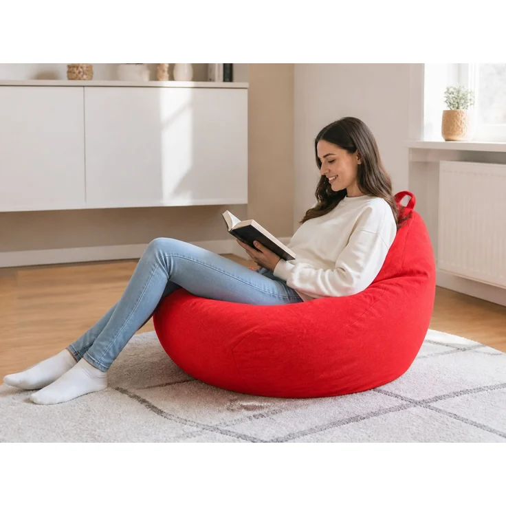 Sitzsack-Hülle ohne Füllmaterial, Rot, 80 x 90 cm, Stoffbezug für Innen- und Außenbereich – Bild 2
