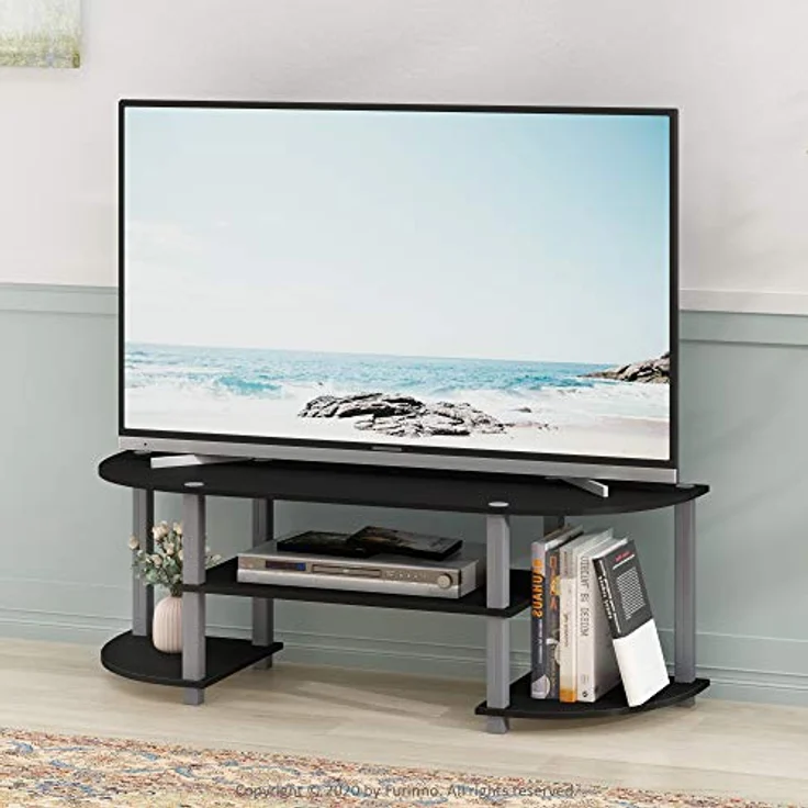 Furinno Breitbild-TV-Unterhaltungszentrum, holz, schwarz/grau, 34. 04x34. 04x40. 39 cm – Bild 3