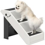 PawHut Haustiertreppe für Sofa, Bett (faltbare, tragbare Katzentreppe, 1-St, Hundetreppe 3 Stufen), für kleine Hunde und Katzen bis zu 10 kg, 53x30,5x36,5 cm, Cremeweiß