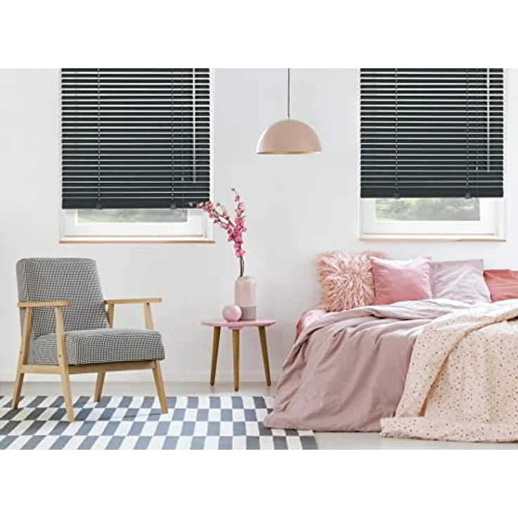 Deco Company Alu-Jalousie ohne Bohren, Zum Klemmen, Inkl. Klemmträgern, Sichtschutz, Lichtschutz, Blendschutz, Aluminium-Jalousie, Schiefer, 90 x 220 cm – Bild 17