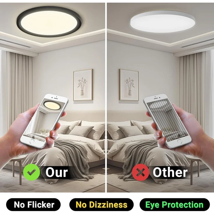 LQWELL® Deckenleuchte LED Deckenlampe, IP44 Wasserfest Badlampe Rund Flach 23W 4000K 2600LM Modern Schlicht Lampe Dünn für Wohnzimmer Badezimmer Schlafzimmer Küche Balkon Keller Büro, 300 * 25mm – Bild 4
