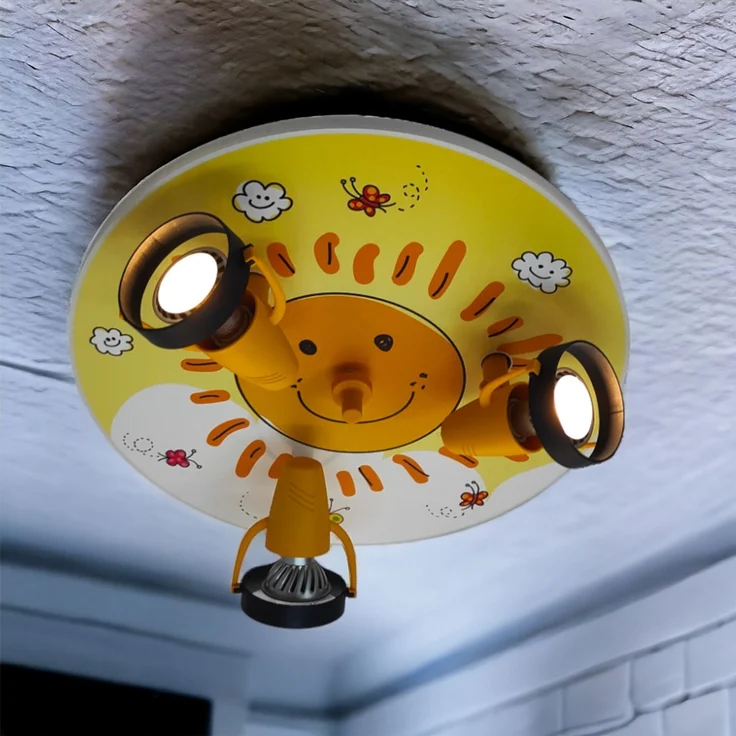 Coole Deckenlampe mit Sonnen Motiv für Kinderzimmer 3 flammig schwenkbar Ø 35cm – Bild 7