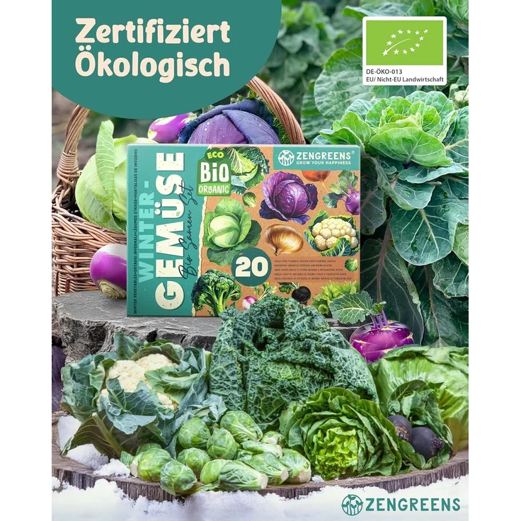 ZenGreens® - Bio Wintergemüsesamen im 20er Set - 20 Winter Gemüse Samen für den einfachen Anbau im Garten, Balkon oder Hochbeet - Pflanzensamen - Saatgut – Bild 2