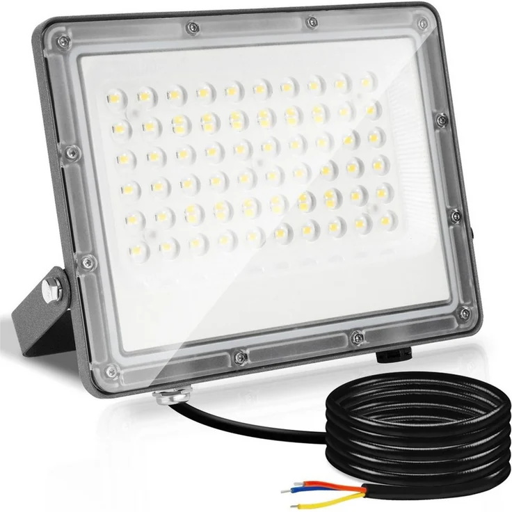 Clanmacy Flutlichtstrahler LED Flutlichtstrahler 50W Außenbeleuchtung Floodlight LED, Außenstrahler, Kaltweiß – Bild 1