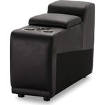 Furnhouse Ibbe Design Modul Sofa Schwarz Leder Bar mit kabellosem Ladegerät Stauraum und 2 Getränkehalter Alexa, 32 x 98 x 73 cm