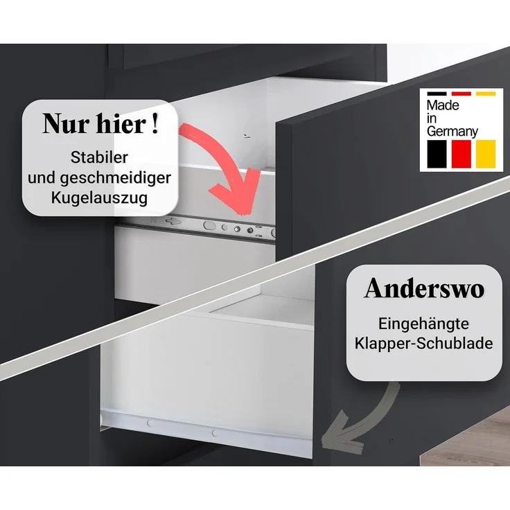 Home Collective Kommode mit 6 Schublade 80, 100, 120, 140 cm breit Holz Schrank (Highboard Anrichte Schlafzimmer Wohnzimmer Flur Büro Organizer), Kommode 120 cm breit Kommode Sideboard, Anthrazit – Bild 5