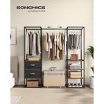 Songmics Kleiderschrank Kleiderständer hochbelastbar, 2 Schubladen, 4 Ablagen, braun