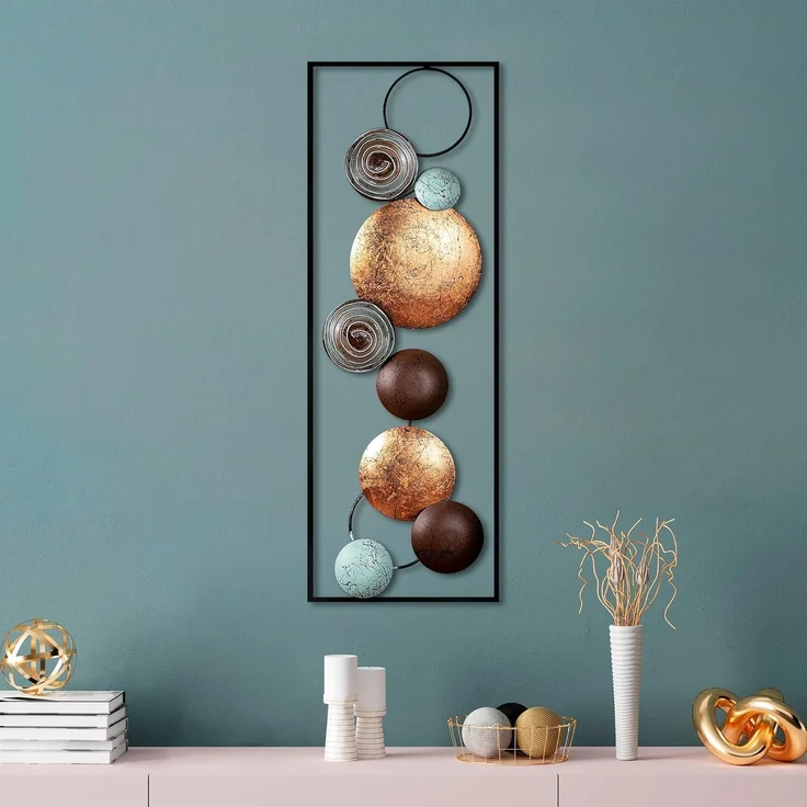 dekoratives Wandaccessoire aus Metall, 'Textured', 90 x 4 x 32, Mehrfarbig – Bild 1