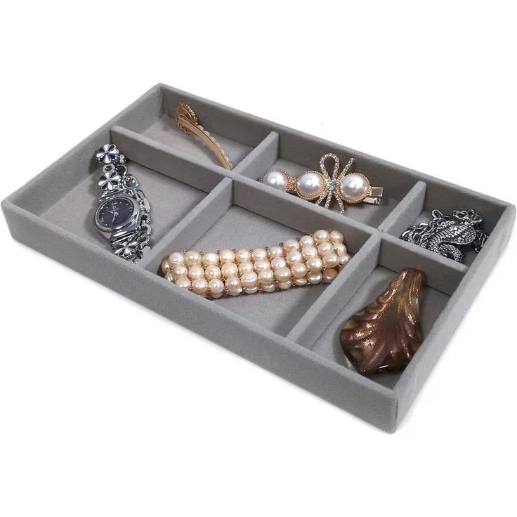 Yudu Schmuckkasten Schmucktablett Schmucklade Vorlagebrett Schmuckkästchen grau – Bild 2