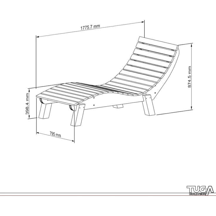 Gartenliege Relaxliege "Liege-Franzi" (Fichte) Breite 80cm Einstiegshöhe 40cm mit Füßen – Bild 7