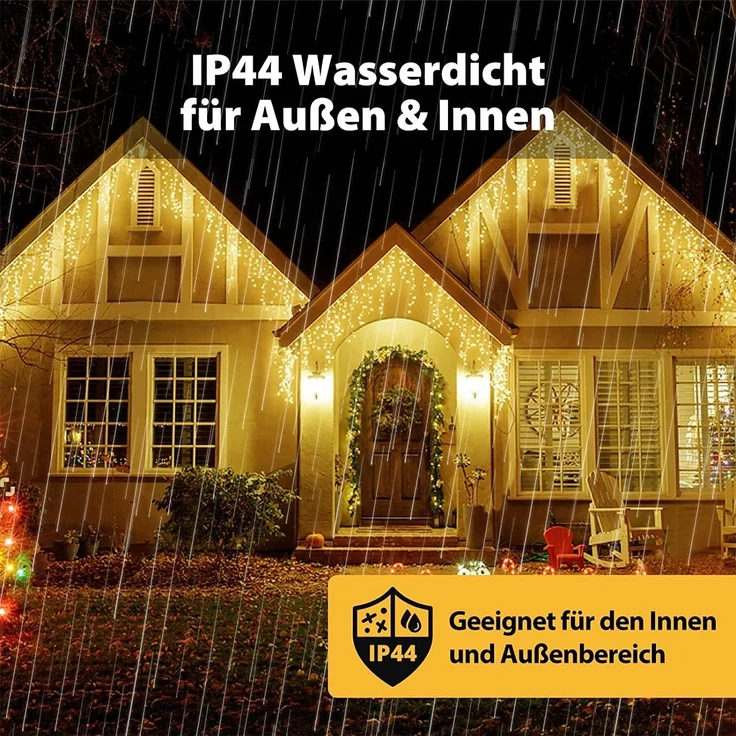 SALCAR 5m LED Lichtervorhang Außen, Eisregen Lichterkette Outdoor mit Fernbedienung und Timer, Weihnachtsbeleuchtung Innen Fenster 8 Modi, Warmweiß – Bild 5