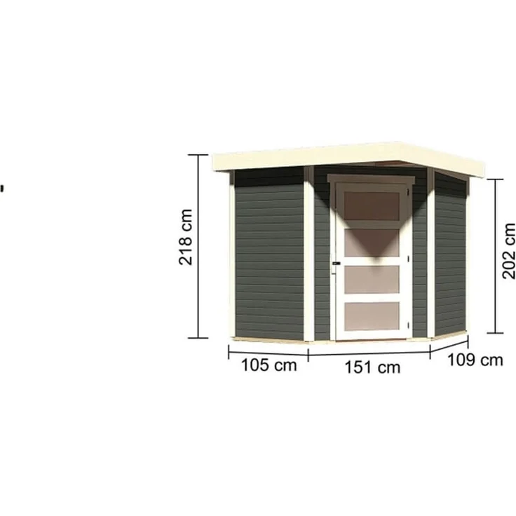Karibu Holz Gartenhaus "Schwandorf 3", terragrau, 2,1x2,2 m (B x T),ohne Anbaudach – Bild 2
