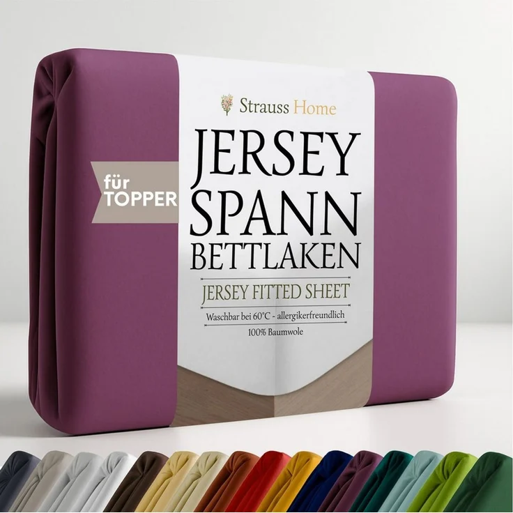 Strauss Home Spannbettlaken Premium Topper Spannbettlaken 150GSM für Matratzen-Topper 10cm Höhe, Gummizug: Rundumgummi, für Topper mit einer Höhe von 10cm, OEKO-TEX zertifiziert – Bild 1