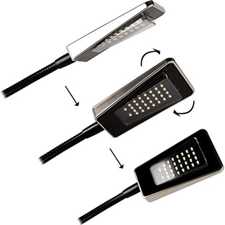 SO-TECH LED Bettleuchte Luminoso Schwarz, dimmbare Schwanenhals Leuchte mit 2 W, warmweiß, 30 LEDs, inkl. Netzteil und Montagematerial – Bild 3