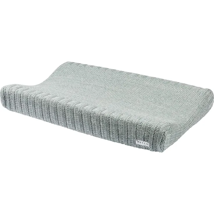 Meyco 2763084 2-Keil Wickelauflagenbezug Wickelkissenüberzug gestrickt 100% Baumwolle 45x70 cm RELIEF MIXED Stone Green, mehrfarbig