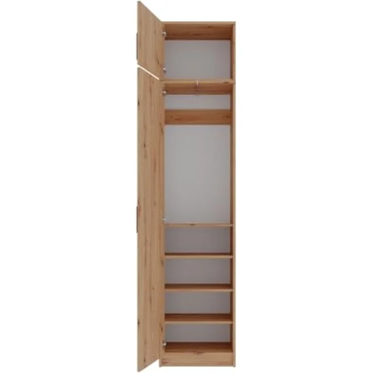 Marmex Möbel Grant 20/14A Kleiderschrank mit Aufsatz, hoher Schrank mit Regalen für Kleidung und Kleiderstange, laminierte Spanplatte, artisan Eiche, 52 x 235 x 40 cm – Bild 3