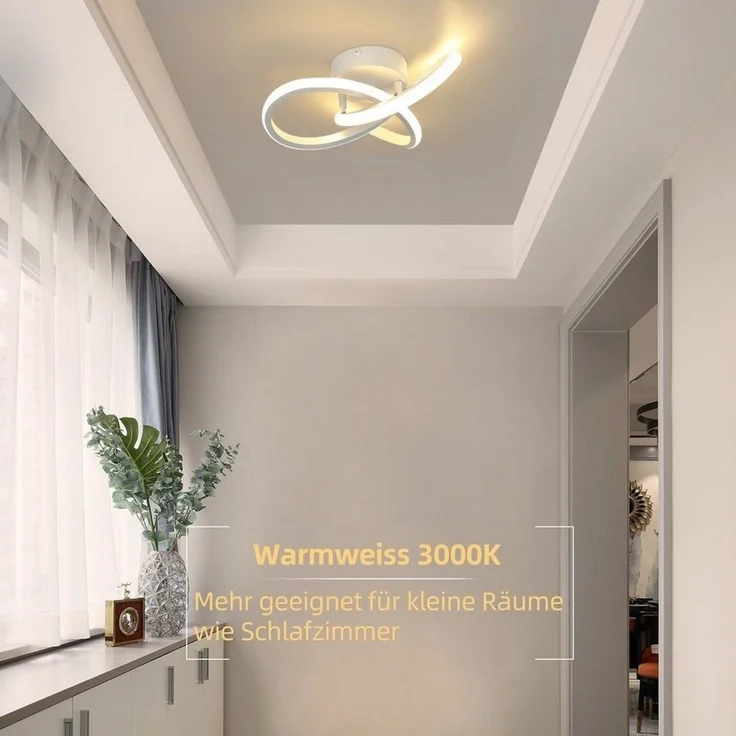 Nettlife LED Deckenleuchte Flurlampe Modern Küchenlampe Schwarz Weiß 3000K Wohnzimmer, Flimmfrei Blendfrei, LED fest integriert, Warmweiß, für Küche Flur Schlafzimmer – Bild 3