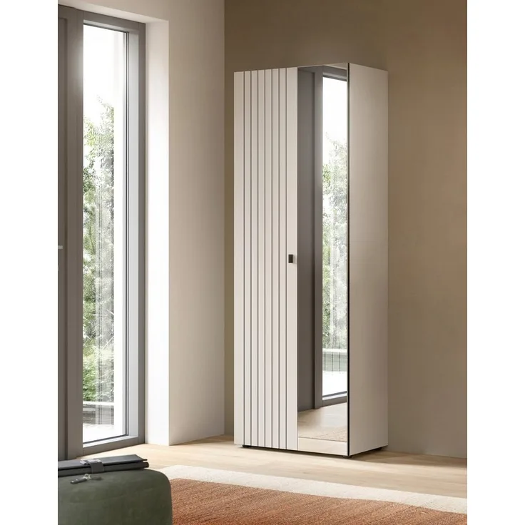 Home affaire Garderobenschrank TATIO, Höhe 192 cm, Rillenoptik, Spiegeltür (1-St) Garderobenschrank, Flurschrank, Dielenschrank