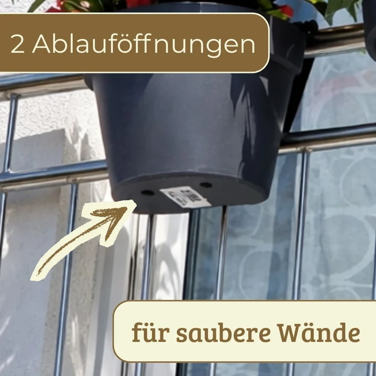 GarPet Balkonkasten 4er Set Geländertopf Balkon Wasserspeicher Blumen Topf Zaun Anthrazit – Bild 8