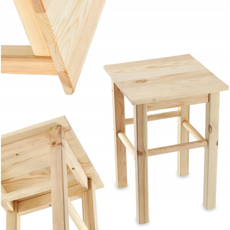 KADAX Holz-Küchenhocker, Hocker, Stuhl, 43,5 cm, massive Kiefer – Bild 3