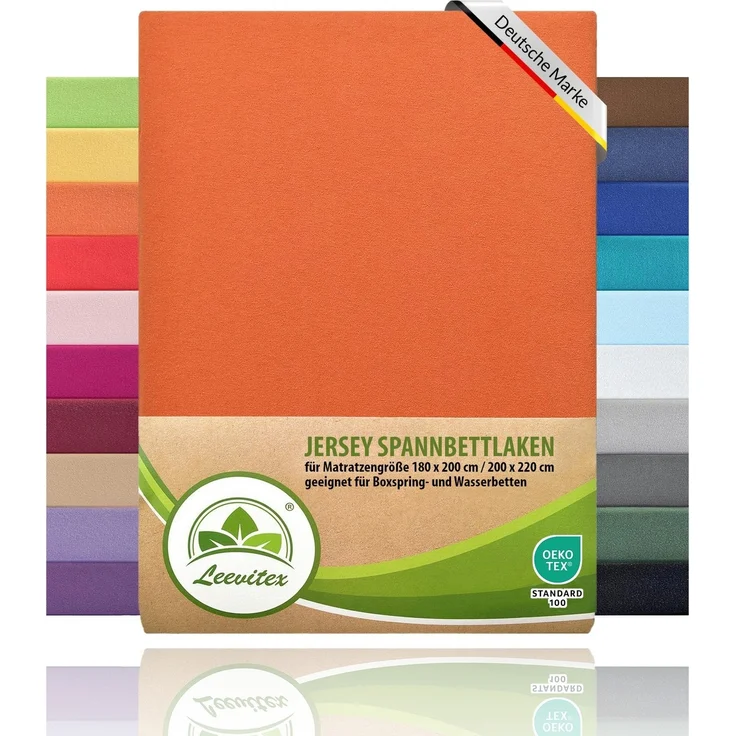 leevitex® Spannbettlaken für Boxspringbetten & Wasserbetten - Spannbetttuch 170 g/m², Gummizug: rundum, 100% Mako-Baumwolle, sehr robust, 180x200 – 200x220 cm + 40 cm Steg – Bild 1