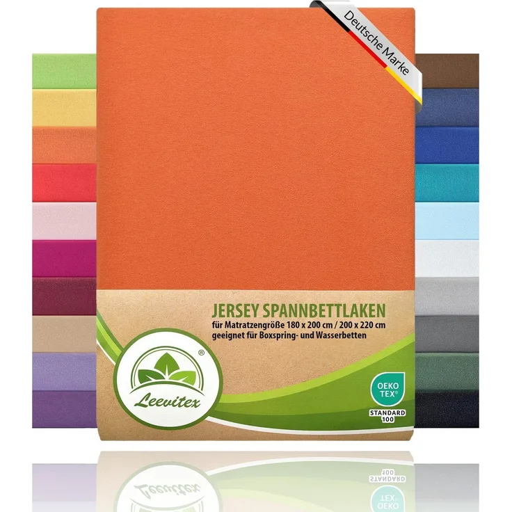 leevitex® Spannbettlaken für Boxspringbetten & Wasserbetten - Spannbetttuch 170 g/m², Gummizug: rundum, 100% Mako-Baumwolle, sehr robust, 180x200 – 200x220 cm + 40 cm Steg