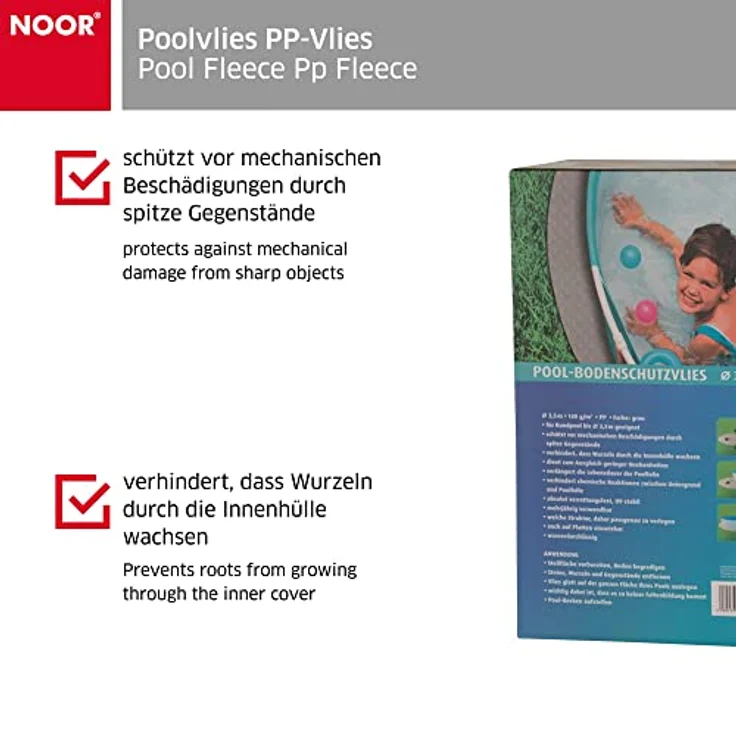 NOOR Pool-Bodenschutzfliese Poolvlies - Unterlage für rund Pools - Schutz vor Beschädigungen, verrottungsfest & UV-stabil - mehrjährig verwendbar - 140 g/m² – Bild 4