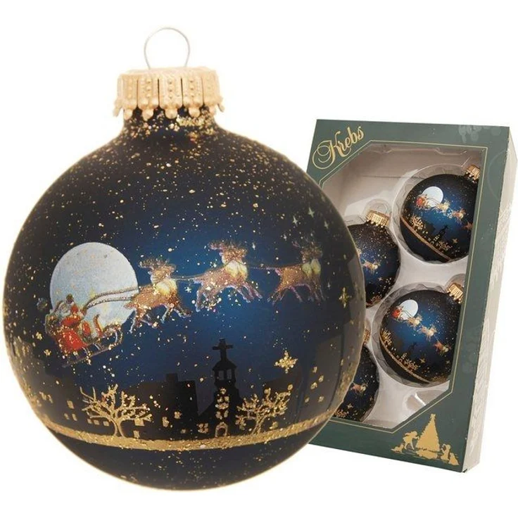 Krebs Glas Lauscha Weihnachtsbaumkugel Midnight before Christmas (4 St), Weihnachtsdeko, Christbaumschmuck, Christbaumkugeln aus Glas – Bild 4