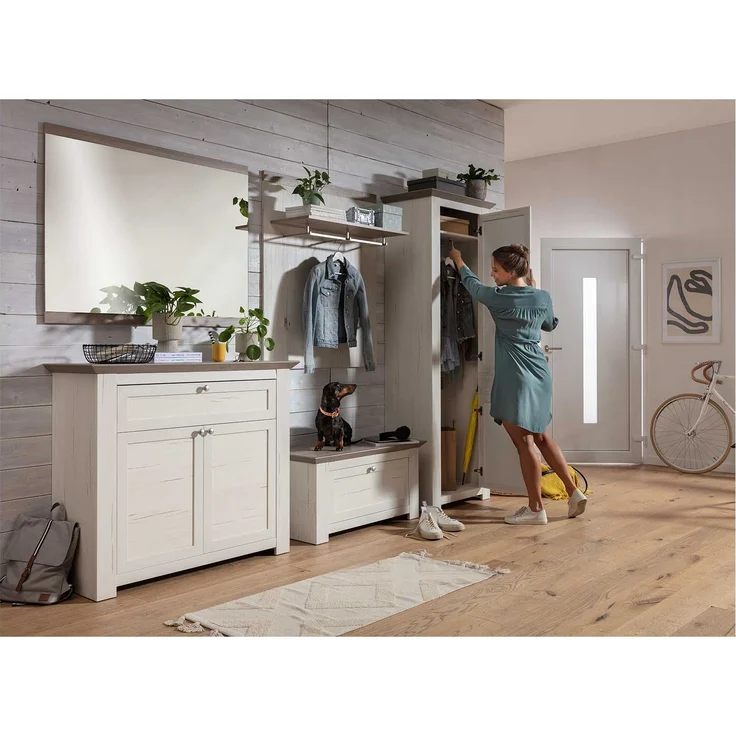 Garderobenschrank LIV'IN Marbella, Holzwerkstoff, Weiß, Holzfarben, 74 x 207 x 44 cm – Bild 3