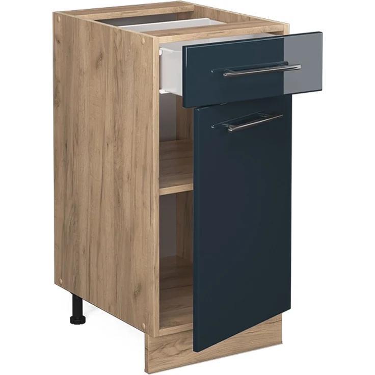 Küchenunterschrank Fame-Line Dunkelblau Hochglanz 40 cm ohne Arbeitsplatte Vicco – Bild 4