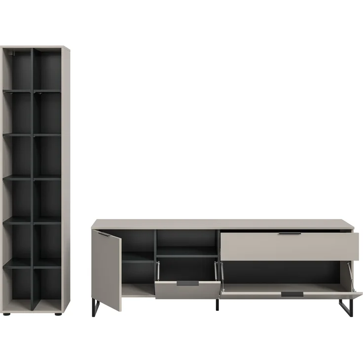 Wohnwand >Noida< in kaschmir - 245x192x41cm (BxHxT) – Bild 3