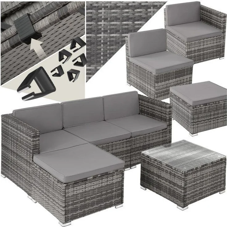 tectake Loungeset Rattan Lounge, (Set, 5-tlg), für 3 bis 4 Personen – Bild 4