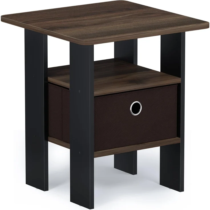 Furinno Andrey Beistelltisch Nachttisch mit Schublade, Holz, Walnuss/Dunkelbraun, 39. 37x39. 37x44. 45 cm – Bild 5