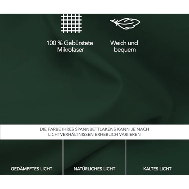 Dreamzie - Spannbettlaken 150x200 | Mikrofaser Weich – Für Dicke Matratzen – Oeko-Tex | Komfort, Atmungsaktivität, Pflegeleicht – Grün – Bild 4