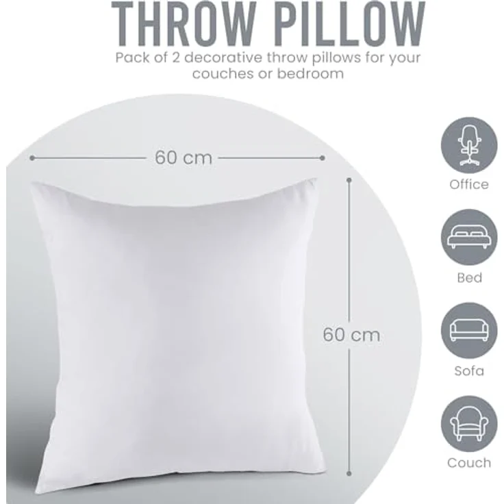Utopia Bedding 2er Set Kissenfüllung 60x60 cm, Innenkissen Füllkissen Kopfkissen Sofakissen (Weiß) – Bild 3
