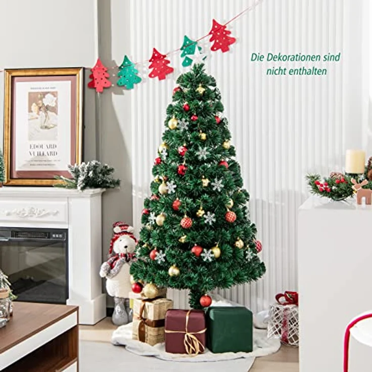 COSTWAY Künstlicher Weihnachtsbaum, mit 170 PVC Nadeln, 24 LEDs, Sternspitze – Bild 8