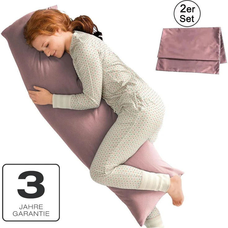 Kissenbezug Seitenschläferkissen Mikrofaser 40x145 cm 2 Stück Rosa – Bild 2
