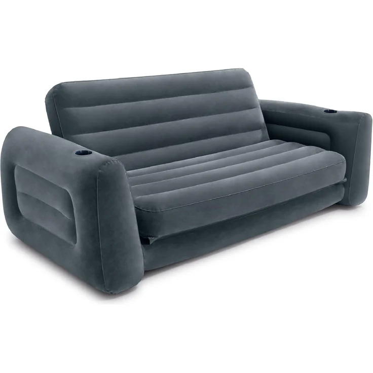 Intex Aufblasbares Sofa, ausziehbar, 203,2 x 231,1 x 66 cm, Queensize-Bett, Grau