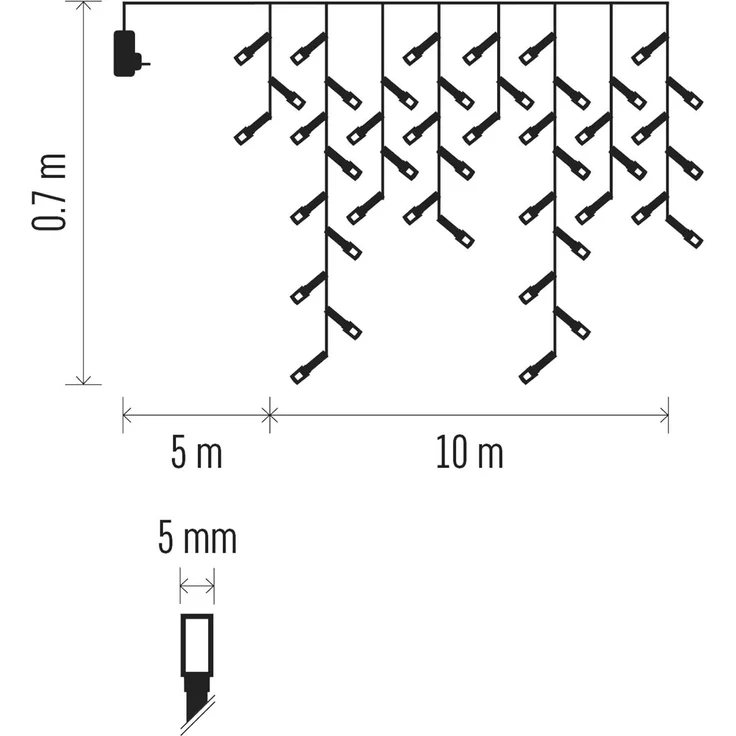 EMOS LED-Eisregen Lichterkette, 10m Weihnachtslichterkette + 5m Zuleitung, 600 LEDs, 8 Lichtmodi, Netzteil, IP44 für Innen und Außen, Warmweiß – Bild 6
